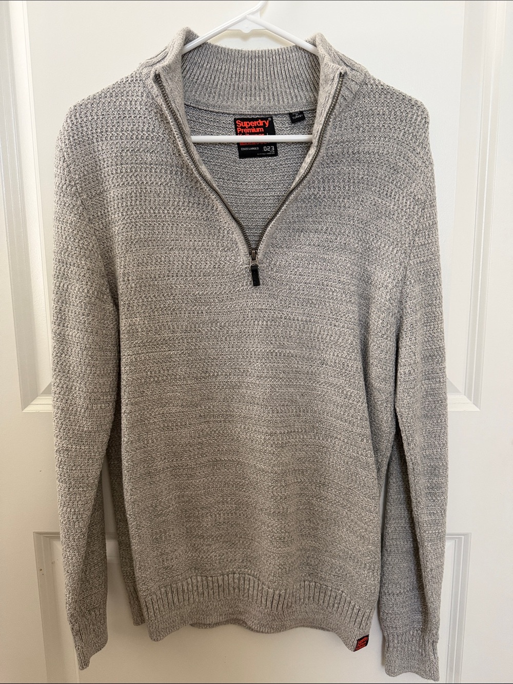 Superdry Men's Light Grey Half-Zip Knit Sweater